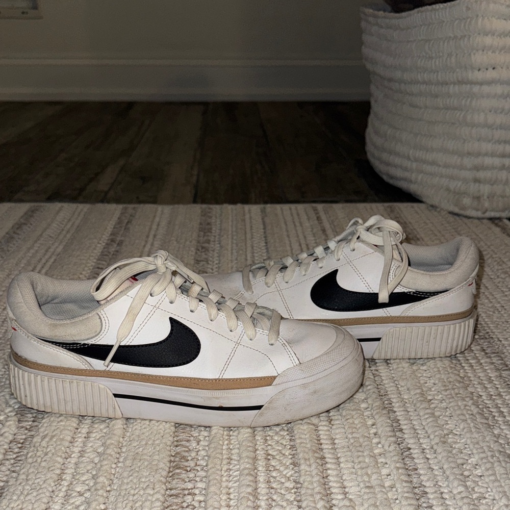 Nike White and Black Platform Sneakers
